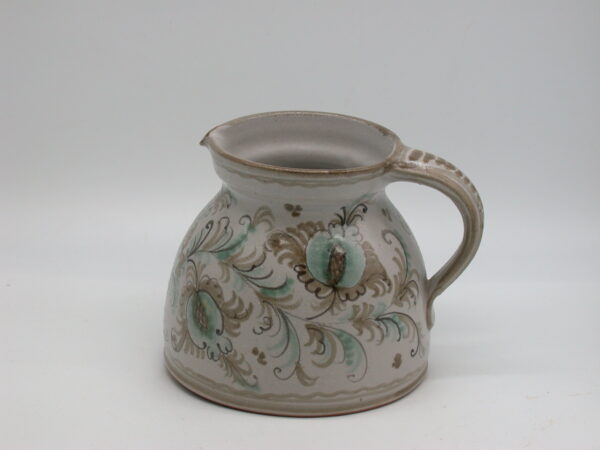 Vase (Krug) mit floralem Muster in Braun und Türkis
