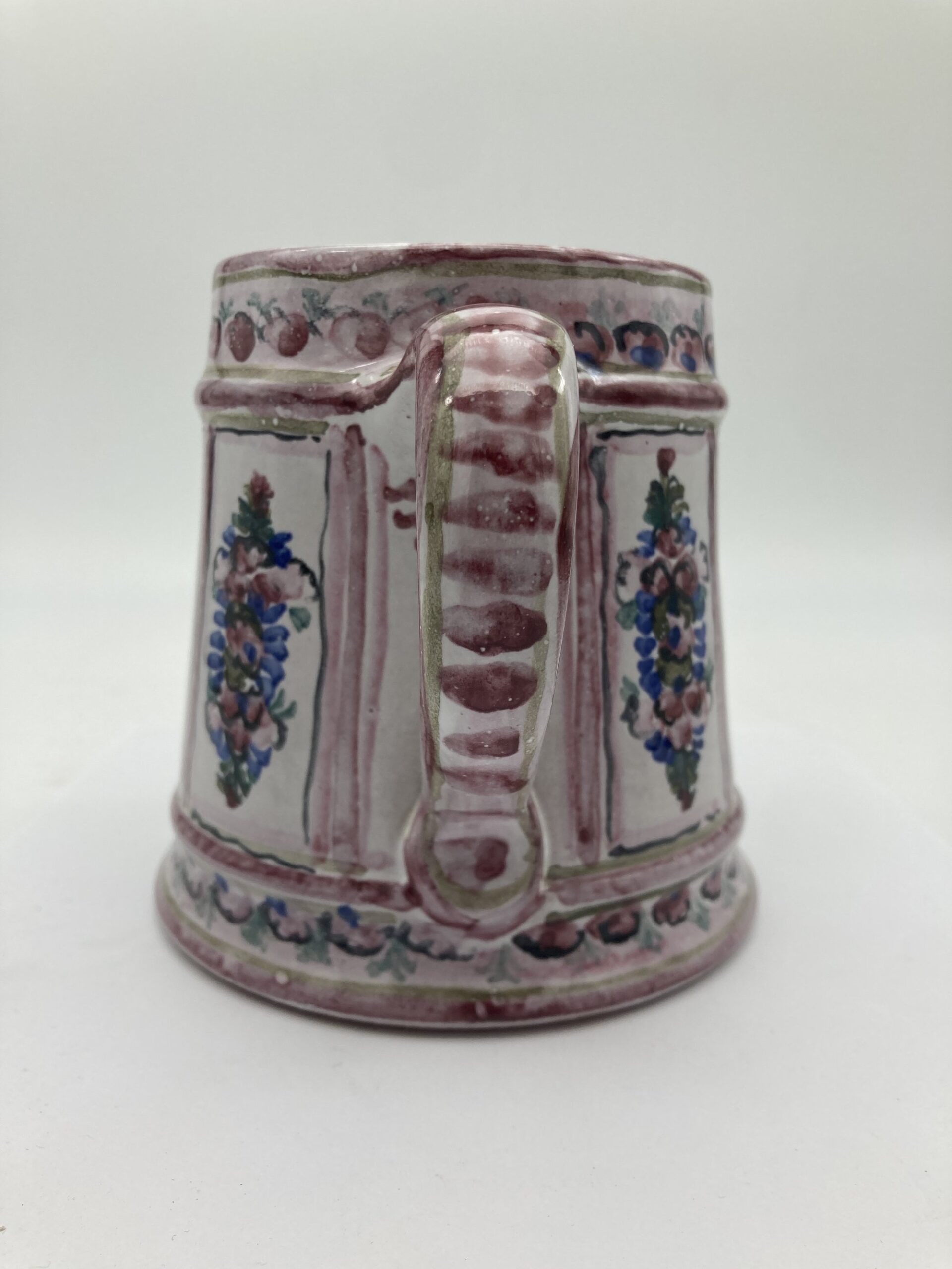 Bierkrug Blütendekor Rosa Blau – Bild 2