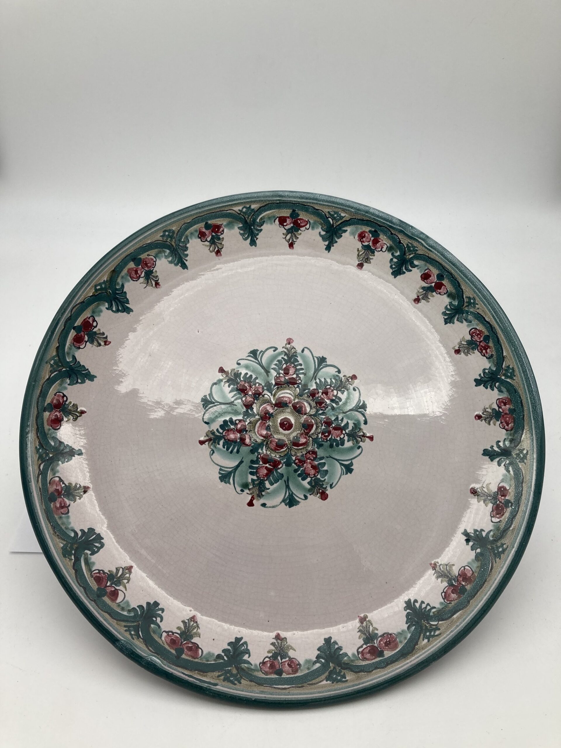 Großer Essteller Preiselbeermuster grün