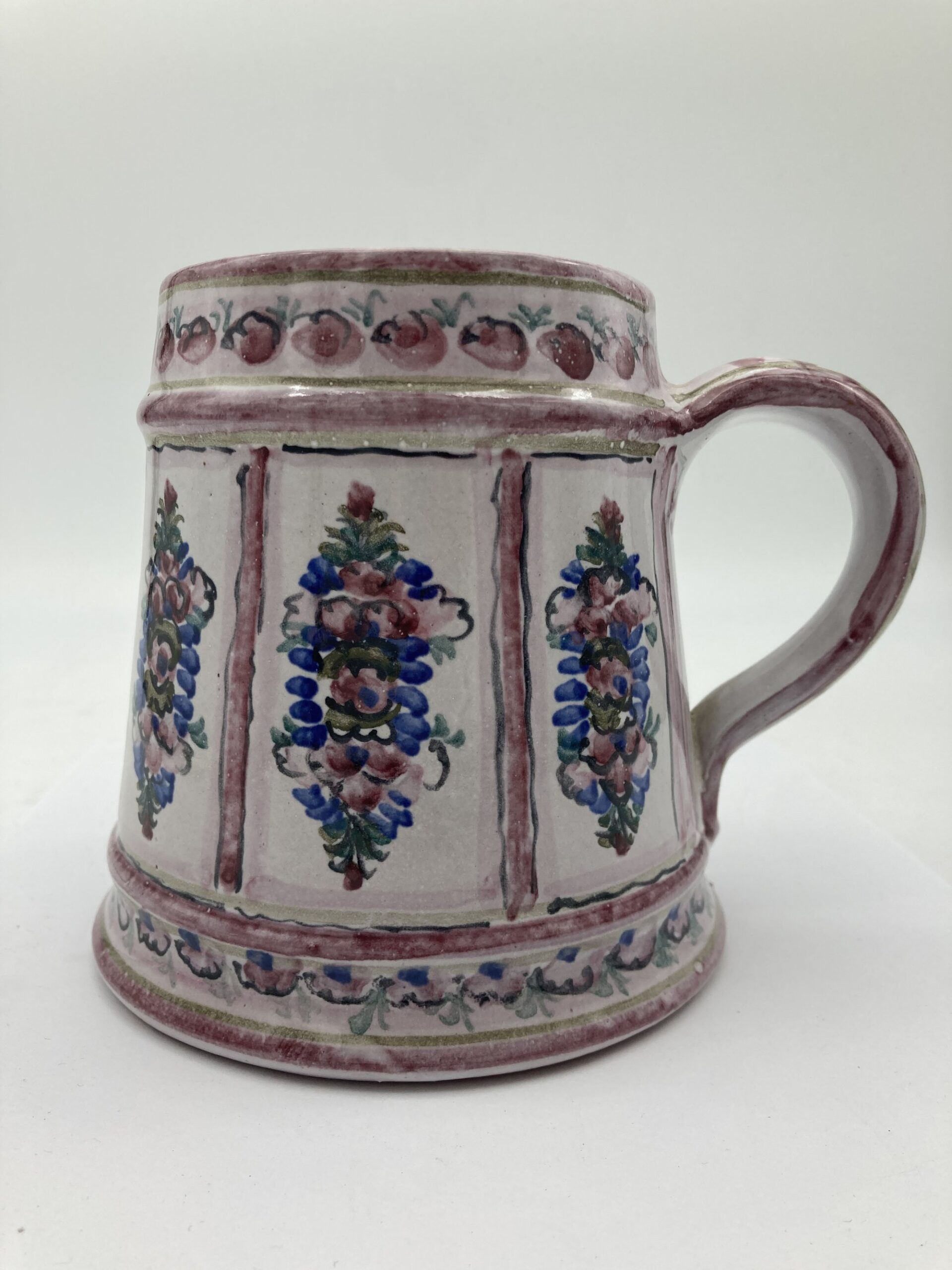 Bierkrug Blütendekor Rosa Blau – Bild 3